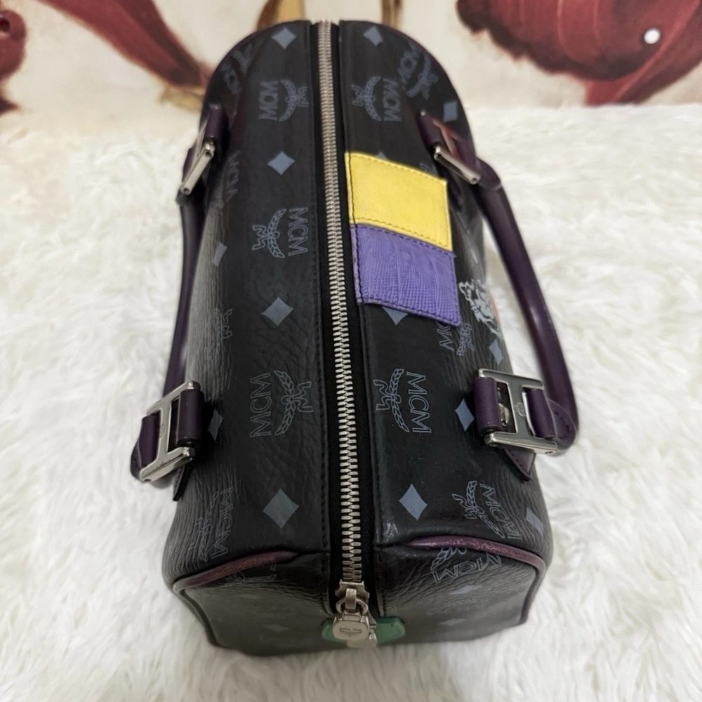 MCM Princess Lion Boston Black / Multi Color Handbag (EUC) - Picture 5 of 13
